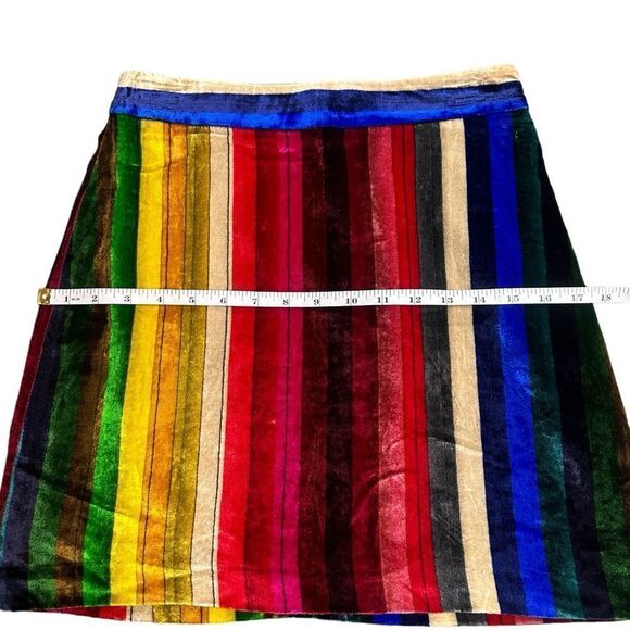 Milly Modern Mini Skirt in Velvet Rainbow Stripes Small 4/6 (Estimated) - Picture 6 of 10